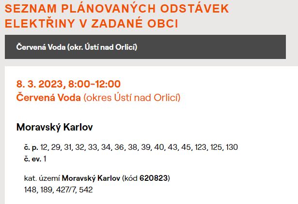 Přerušení dodávky elektřiny