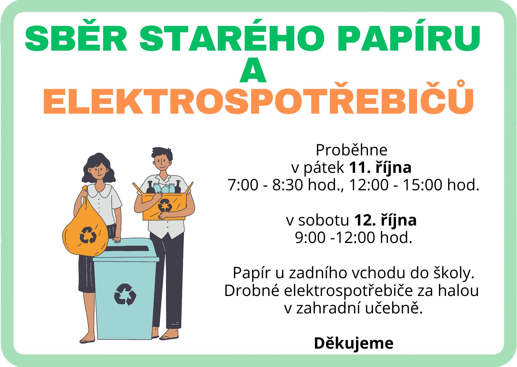 sběr papíru a elektrospotřebičů