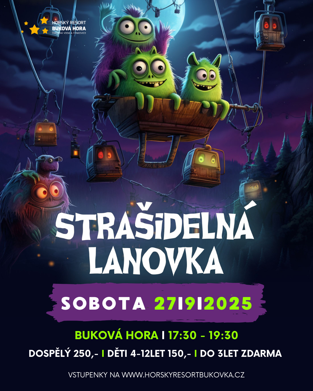 Strašidelná lanovka 2025 - horský resort Buková hora