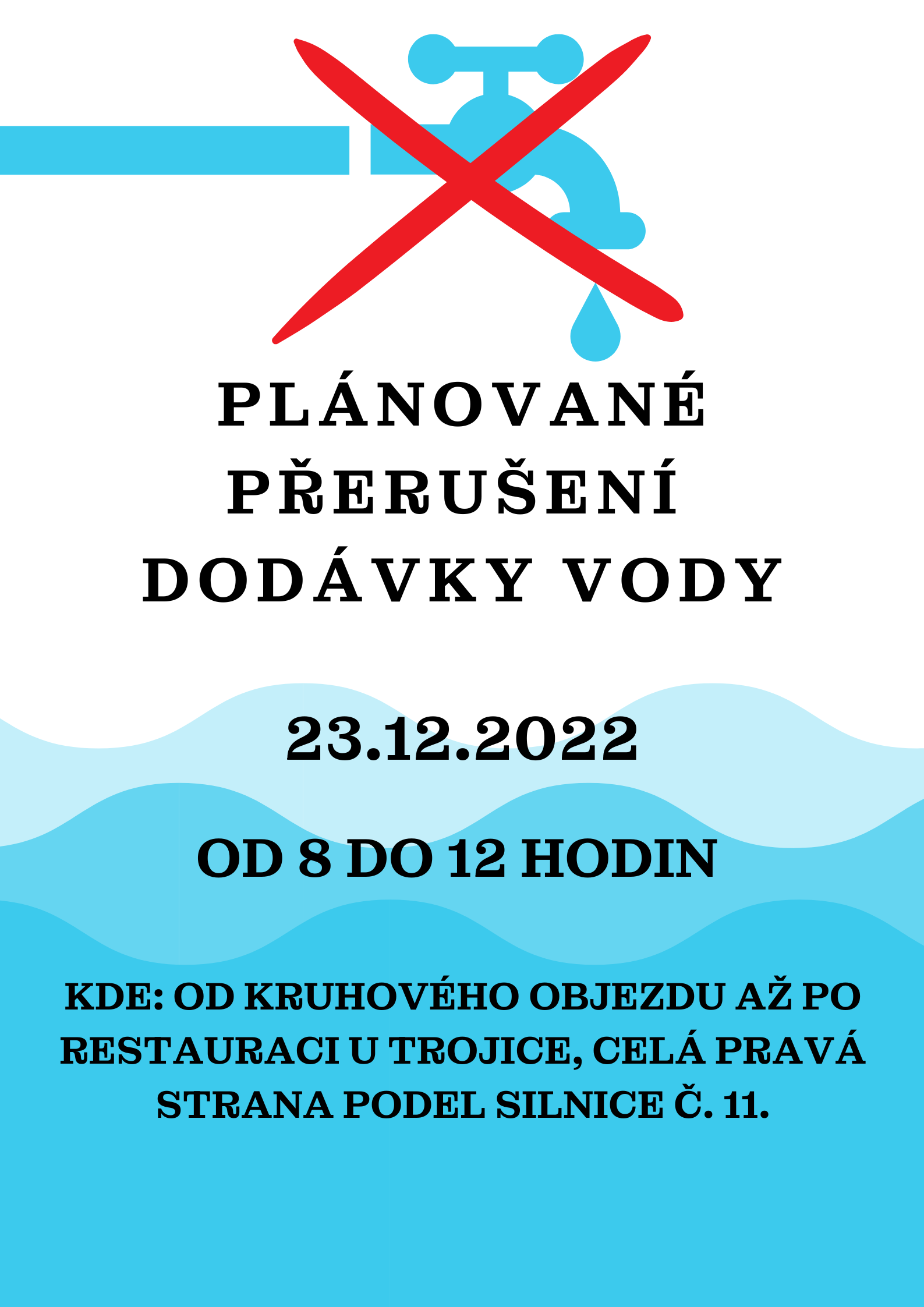 Plánované přerušení dodávky vody