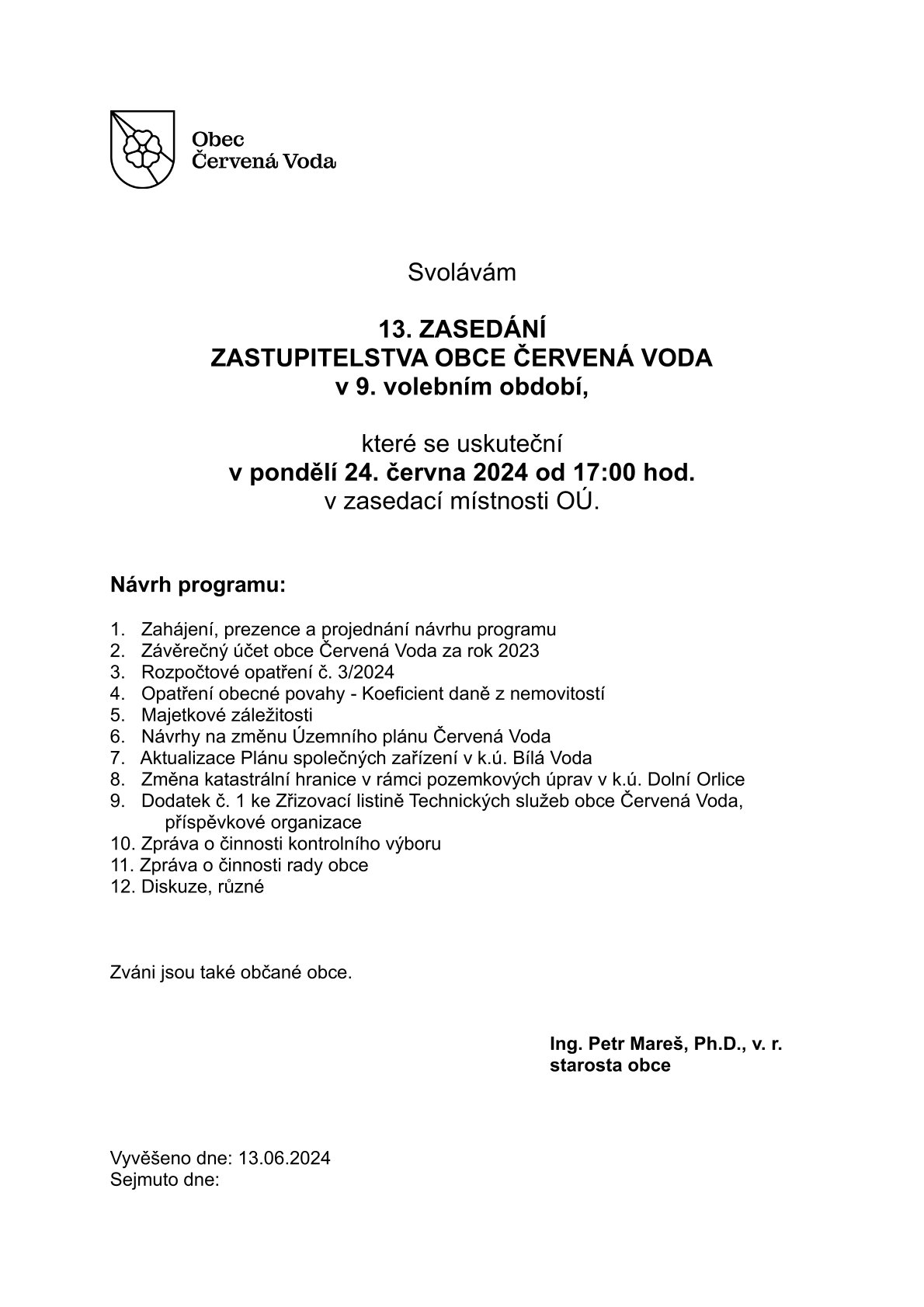 Zasedání zastupitelstva