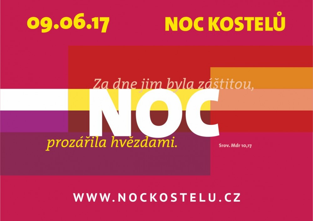 Dne 9.6.2017 Vás zveme na NOC KOSTELŮ Moravský Karlov - Kostel sv. Josefa Kalasánského 18:00 Mše Svatá 19:00 Zahájení programu 19:15 Evangelizační divadlo a koncert - Salesiáni Ostrava 20:00 Volná prohlídka kostel (kúr, oratoř, výstava ornátů) 21:00 Koncert - Velký chrámový sbor Ruda nad Moravou